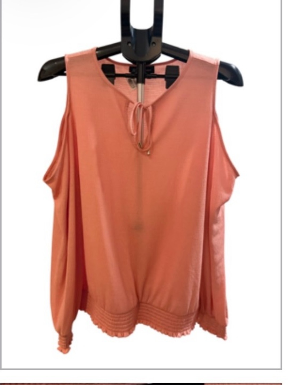 INC International Concepts Coral Cold-Shoulder Tie-Neck Top